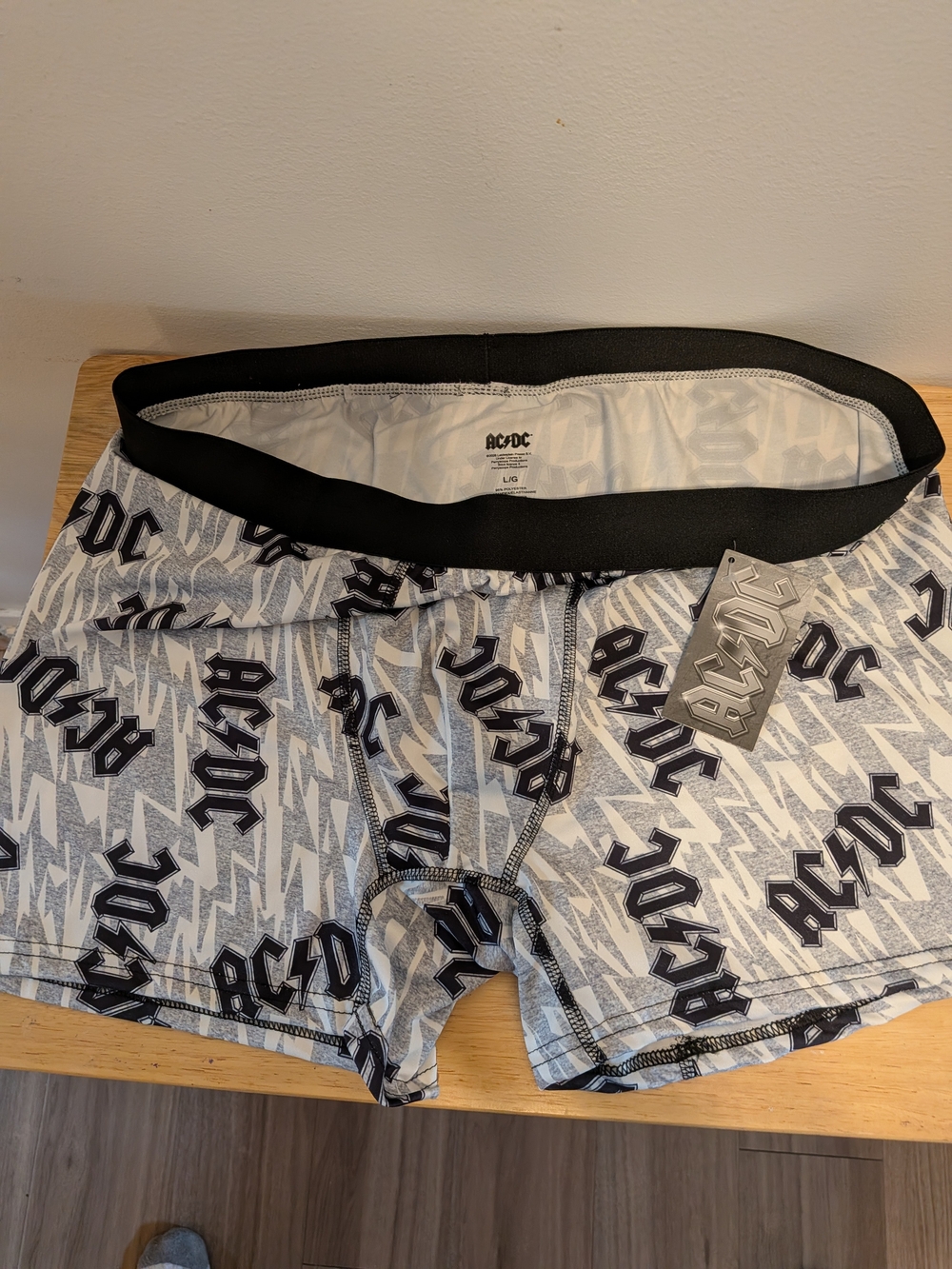AC/DC Men's Black and White Logo Boxer Briefs